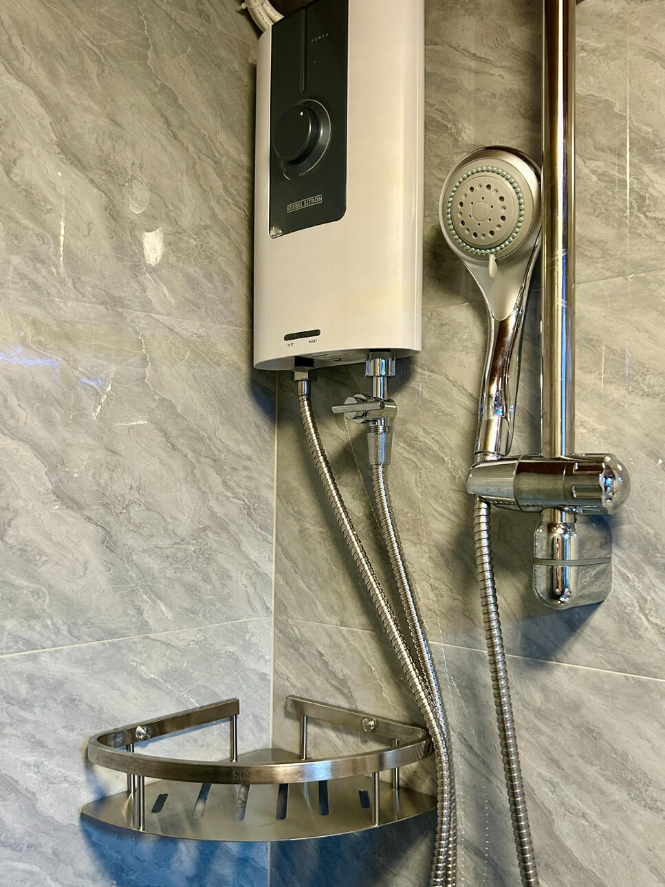 Water Heater, Shower Head and Telephone Shower with Faucet